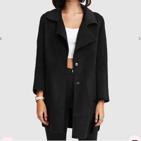 Bell & Bloom Wool Ex-Boyfriend Jacket Open Front Oversized Fit | Black | XL - Picture 2 of 16